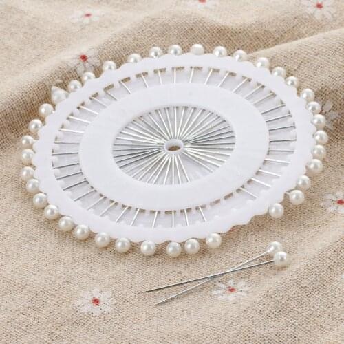 40PCS White Faux Round Pearl Straight Head Pins Dressmaking Sewing Pin Handmade Craft Tool