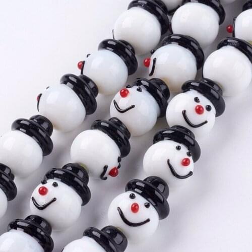 10 Strand Handmade Lampwork Beads Strands For Christmas jewelry making White Snowman Bead 13x20mm,about 9pcs/strand, 6.89" F80