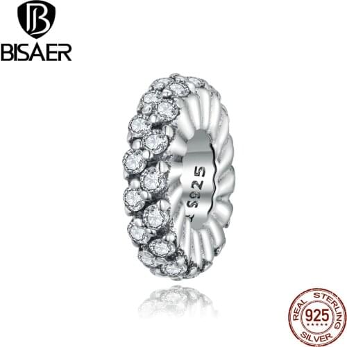 BISAER Beads 925 Sterling Silver Shining Winter Charms Beads fit Silver Bracelets DIY Jewelry Making Gift ECC1648