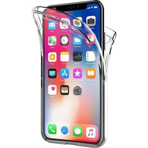 For Apple iPhone X Case 360 Degree Full Cover Soft Luxury Transparent Silicone Case Cover for iPhone X 5.8 inch