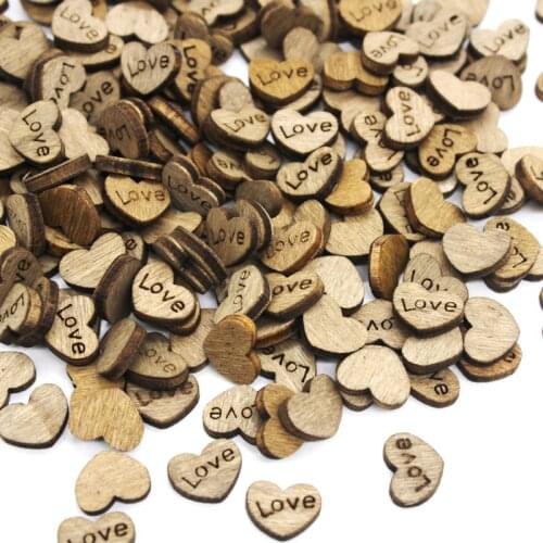 100Pcs Mini Wooden Love Heart Wedding DecorationTable Scatter DIY Craft Accessories Rustic Wedding Party DIY Favor Scrapbooking