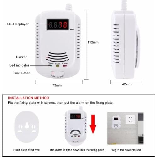 Combustible Natural Gas Leak Detector LPG LNG Sensor High Sensitive Alarm System For Home EU Plug