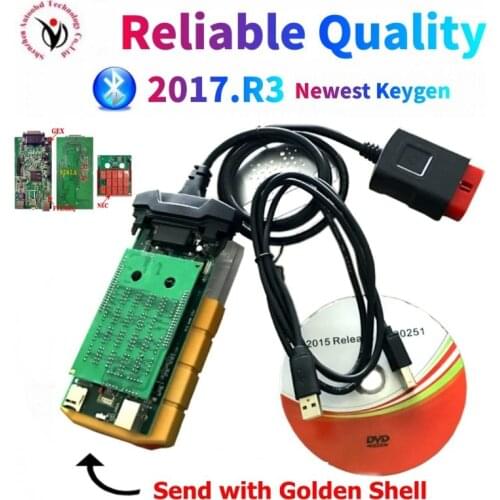 2020 NEW Arrival gold colour OBD2 SCANNER VD DS150E CDP Bluetooth 2016 keygen on CD for delphis cars/trucks obd2 diagnostic tool