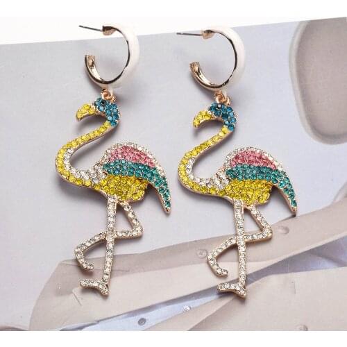 Wholesale ZA Bird-Shaped Dangling Drop Long Earrings Studded With Colored Crystals Fine Jewelry Accessories For Women Christmas