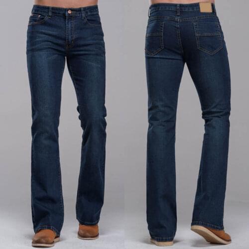 New Harajuku Vintage Solid Mens Winter Autumn Denim Jeans Casual Mid Waist Loose Flare Pant Trousers Male Jeans Streetwear