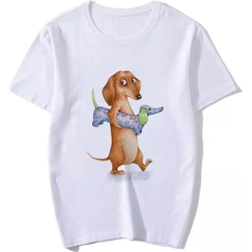 Dachshund funny T-shirt female Harajuku cute dog cat summer new fashion T-shirt female 3Dt-shirt jacket