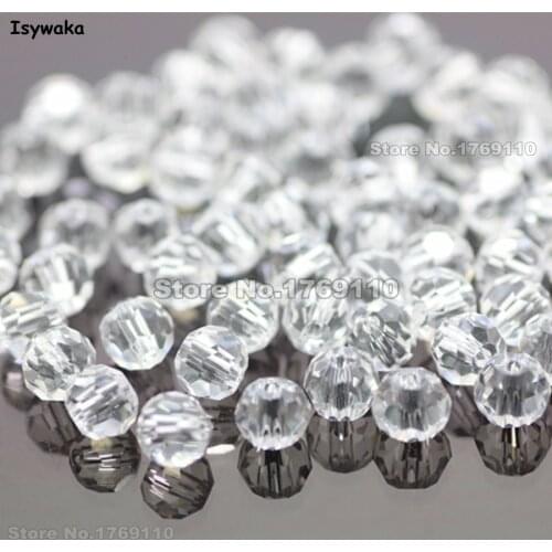 Isywaka Popular Sale White Color 100pcs 4mm Round Austria Crystal Bead Ball Glass Bead Loose Spacer Bead for DIY Jewelry Making