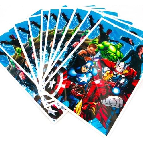 M10pcs/set The Avengers Theme Gifts Bags Happy Birthday Party Decoration Boys Loot Candy Shopping Bag Baby Shower Party Supplies