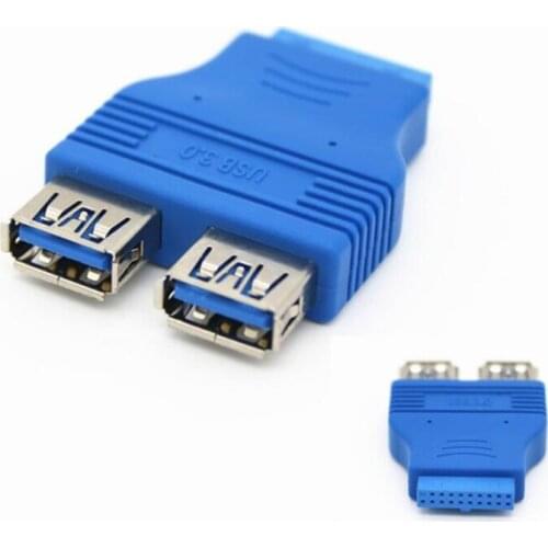 10pcs/lot Motherboard 2 Ports USB 3.0 A Female to 20 Pin Header Female Connector Adapter USB 3.0 Data Transfer Rate of 4.8 Gbps