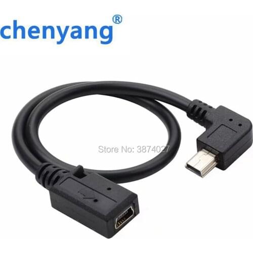 1pcs Mini USB male female data line elbow 90 degree right angle left Mini 5P Usb For MP3 Extendsion Data Charger cable