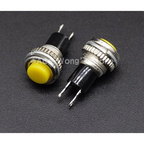 5pcs/LOT Yellow 10mm Thread Multicolor 2 Pins Momentary Push Button Switch 3A/125V 1A/250V DS-316