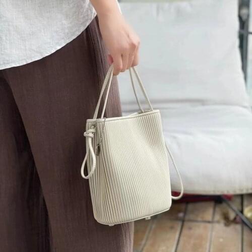 Fashion Solid Color Ladies Vintage Bucket Handbag Small Cross Body Bag