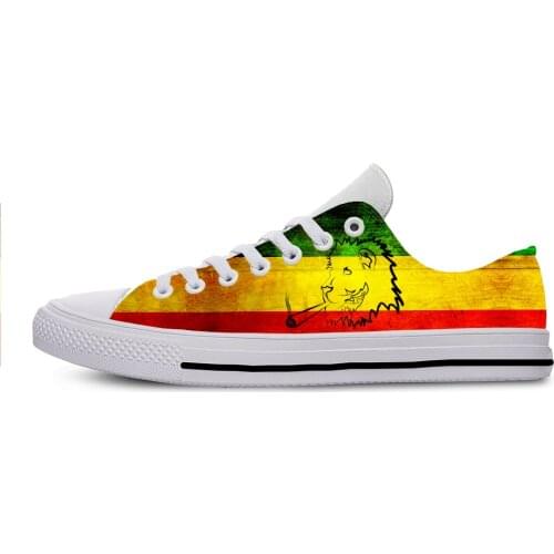Ethiopia Flag Lion of Judah Reggae Rasta Fashion Casual Cloth Shoes Low Top Lightweight Breathable 3D Print women Men Sneakers