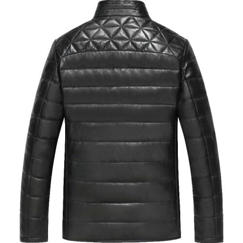 Genuine Leather Men Duck Down Jacket Mink Fur Collar Mens Sheepskin Coat Chaqueta Cuero Hombre D-129399 KJ1089