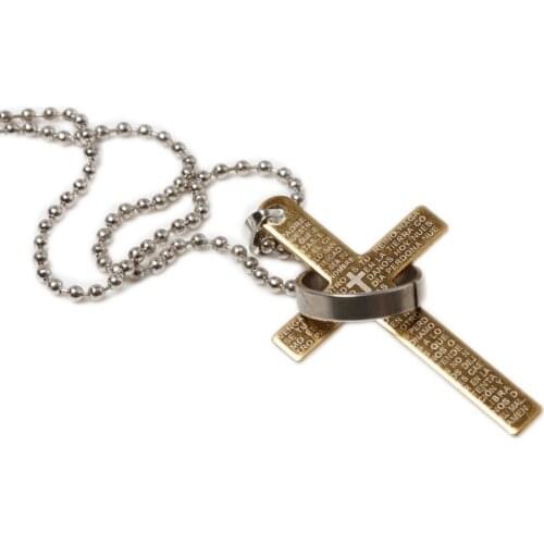 Fashion Mens The Bible Cross Titanium Steel Pendent Necklace Couples Jewelry Gift 4 Colors