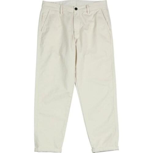 Men 100% Cotton Twill Enzyme Wash Trousers Classical Chinos 2021 Summer Spring New Regular Fit Straight Pants