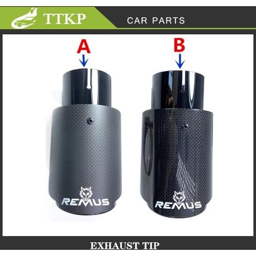 1 Pcs Air Inlet 57MM Outlet 76MM Remus Muffler Tip Nozzles Car Universal Carbon Fiber Modification Exhaust Tail Pipe