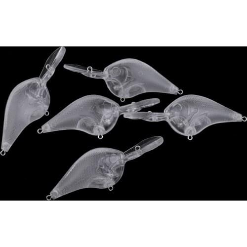 5 Pcs Unpainted Hard Fishing Lures Blank Crankbaits DIY Clear Fishing Body Fishing Baits