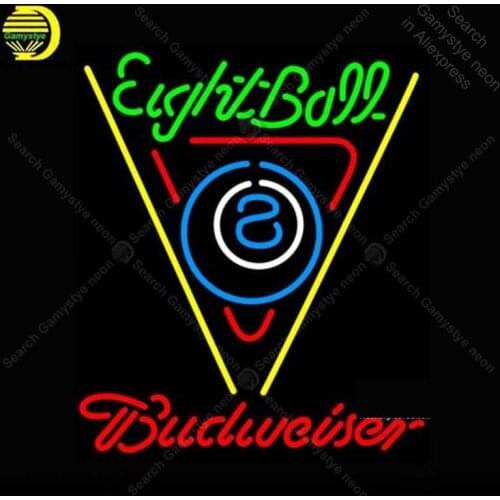 Neon Sign for Budweiser Neon Eight Ball Billiards Neon Bulb sign Beer Bar Pub Restaurant handcraft glass tube light Decor lamps