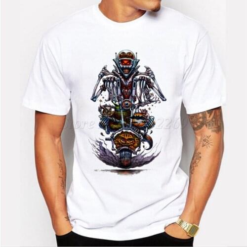 New fashion halloween ride creative design retro printed mens customized t-shirt male hipster funny tops punk style casual tee