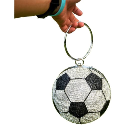 New Fashion Shape Football Lady Shoulder Bag Gold Rhinestone Wristlet Handbag Women Evening Diamond Party Wallet Club Clutches