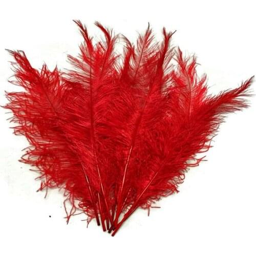 Wholesale 100PCS Red Dyed Mini Spads Ostrich Wholesale Body Feathers Halloween Wings 35-40CM 14-16" Carnival Wedding Decorations