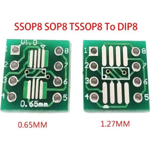 20PCS SSOP8 SOP8 TSSOP8 To DIP8 PCB Transfer Board DIP Pin Board Pitch Adapter