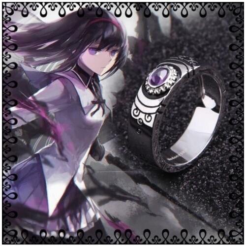 Puella Magi Madoka Magica Akemi Homura Soul Gem 925 Sterling Silver Ring #7 Cos