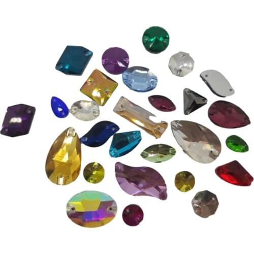 All Shapes&Colors Glass Sew On Rhinestones Crystal With Holes Stones for DIY Dress Clothes Crafts Arts