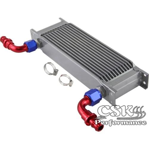 Universal 13 Row AN10 Engine Transmission Oil Cooler w/ Fittings Kit Silver