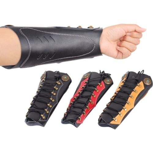 Archery Cowhide Arm Guard With Adjustable Straps Protective Gear Lightweight Bracer Gauntlet Bracelet Hunting Accessories