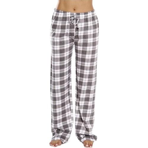 100% Cotton Jersey Women Plaid Pajama Pants Sleepwear