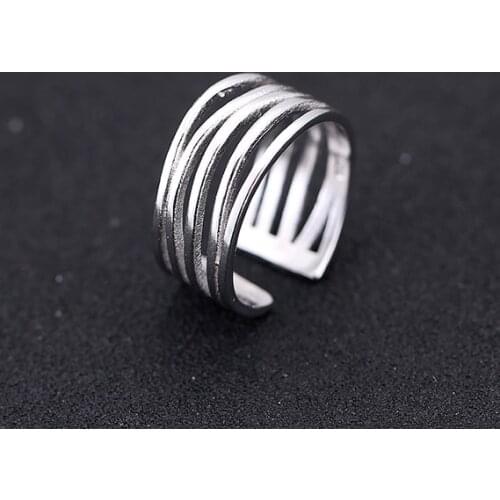 EETI 2018 New 925 Sterling Silver Open Rings For Women Personalized Girl Sterling-silver-jewelry Line wide face Ring