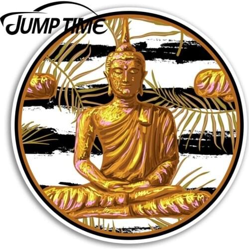 Jump Time Gold Buddha Vinyl Stickers Buddhism Fun Sticker Laptop Luggage Waterproof Car Decal Window Bumper Auto Accessories
