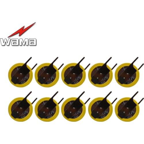 10pcs/lot Wama CR1220 Welding Feet Button Cell Batteries 3V 0 degree 2 Welding Solder Pins Watch Accessories 1220 Coin battery