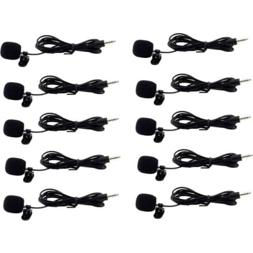 Lot 10pcs Mini 3.5mm Plug Tie Lapel Lavalier Clip-On Microphone Mic for Lectures Teaching PC