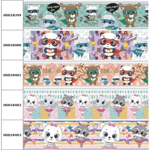10yard Cartoon Animal Cat Elephant Printed Grosgrain Ribbon Accessory Hairbow Headwear Decoration DIY Wholesale OEM 38MM 75MM