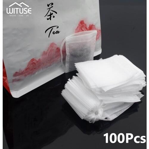 100Pcs/Lot Tea Bags Loose Coffee Drawstring String 5.5*7cm Filter Paper green tea Tea Bags Cook Safe Filter Empty Disposable