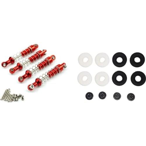 2 Set RC Car Part: 1 Set Rubber Track Tires Spare Parts With Sponge And Wheel Rim & 1 Set Metal Shock Absorber Damper