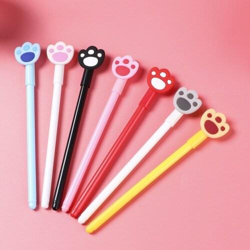 20 Pcs Pen Claw Shape Pens Cartoon Girl Heart Students Writing Black 0.5 Animal Pens Kawaii School Supplies Stationery Wholesale