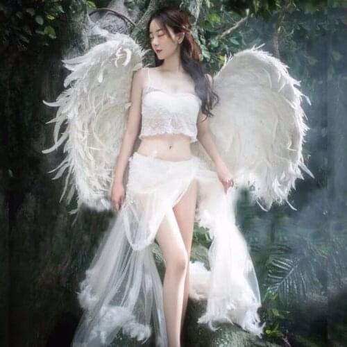 2021 Popular Angel White Feather Wings Cosplay Costume Large Size Performance Cosplay Props Wedding Photograph