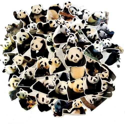 5 Sets=250PCS Panda Cute Stickers Trolley Case Guitar Electric Car Waterproof PVC Stickers