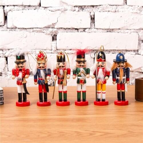 6PCS/LOT 12cm Christmas Decoration Orginal wood hand made Nutcrackers Vintage Home decoration ornament crafts The nutcrackers