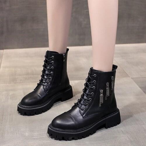 Soft Leather Nude Boots Womens British Style Autumn And Winter 2021 New Casual Womens Shoes Short boots Women Fashion Size 40