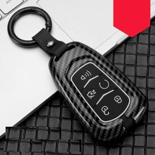 Carbon fiber Alloy+Silicone Car Smart Key Case Cover For Cadillac ESV Escalade CTS XTS SRX ATS 2015 2016 2017 2018 CT5 XT5 XT6