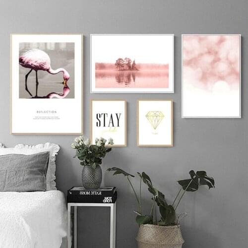 HAOCHU Nordic Decorative Painting Fields and Gardens Green Plant Leaves Posters Bedroom Murals Modern and Simple Style