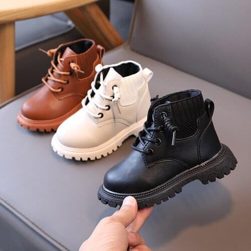 Childrens Martin Boots 2021 New Woolen Leather Short Boots Boys Short Boots Girls British Single Boots Waterproof Leather Shoes