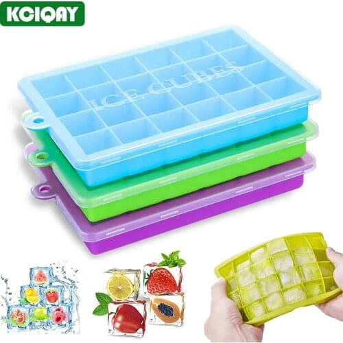 24 Grids Food Grade Ice Cube Maker Mold Square Ice Cream Mold Quick Release Silicone Ice Cube Tray With Lid For Cocktail Whiskey