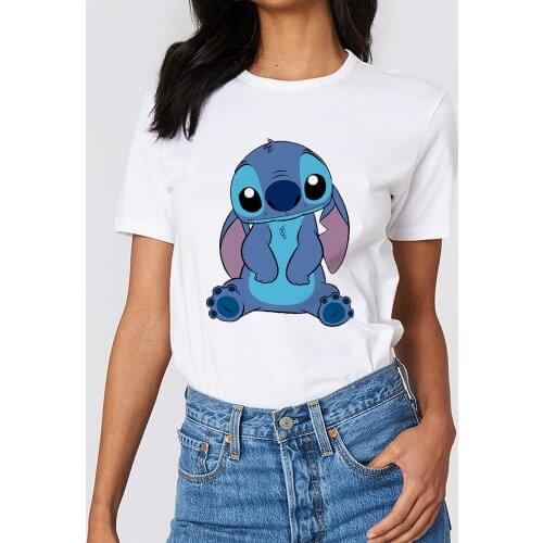 New Lilo & Stitch T Shirt Women Kawaii Summer Top Cartoon Graphic Tees Funny Harajuku T-shirt Unisex Fashion Tshirt Female