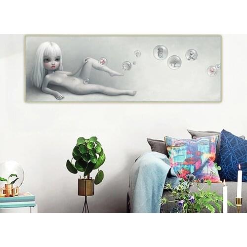Holover Mark Ryden"Sophias Bubbles"Canvas Oil Painting Childish & Weird Modern Pop Art Poster Home Decor Aesthetic